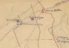 Detail from a sketch map dated 9 November 1919 showing French cemeteries, ossuaries and monuments – ‘planned, in progress and proposed’ – by the director of works for French cemeteries at the Dardanelles, Lieutenant Colonel Lardant. The two June monuments are bracketed with a note – ‘just one monument for June’ – suggesting the initial plan was scaled back.