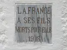 The tablet placed on Ossuaire de Kilid-Bahr in the French national cemetery at Seddul-Bahr. 23 May 2023.